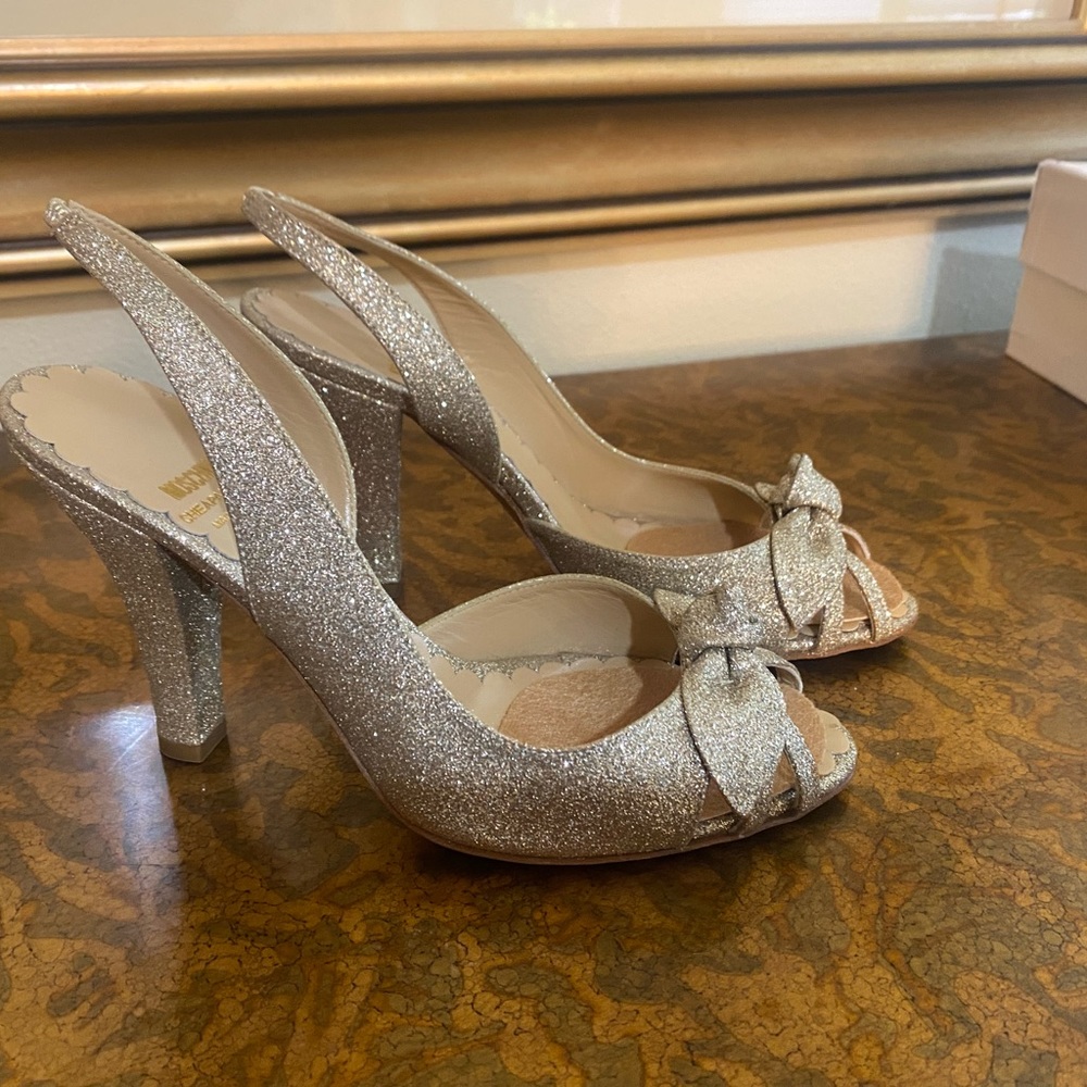 Moschino glitter gold heels size 7.5 or EU 38